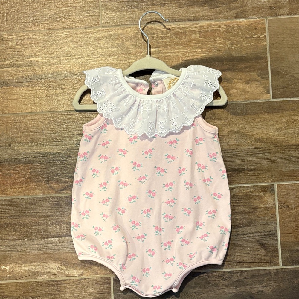 Beaufort Bonnet Company TBBC Floral Pink Bubble Romper